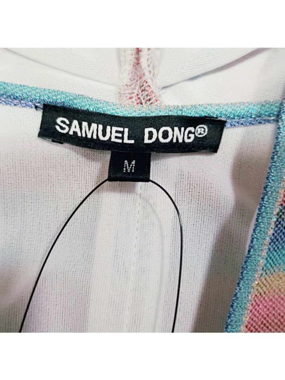 Samuel Dong Size M/L Striped Halter Midi Dress Handkerchief Hem & Metallic Sheen - Picture 3 of 15
